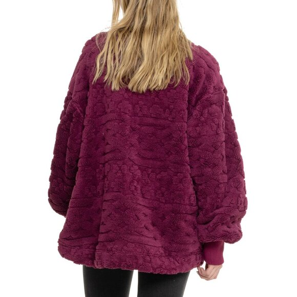 NEW Free People Cable Knit Sweater in Berry Combo  for women 925 4s2 - Picture 5 of 5